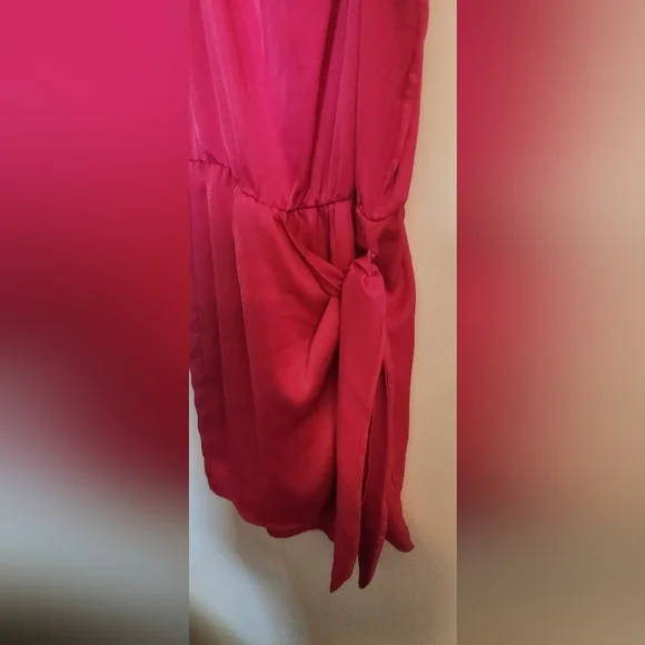 Pink Asymmetrical Ruched Halter Cocktail Dress - Picture 4 of 6